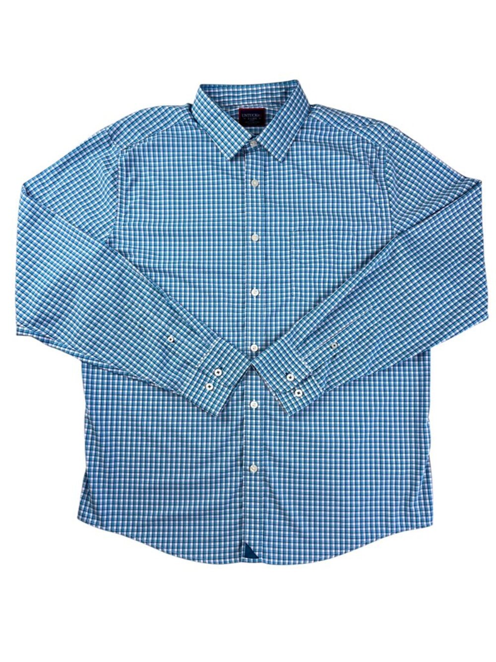 UNTUCKit Men's XL Slim Fit Blue Checkered Gingham Belden Button Down Shirt